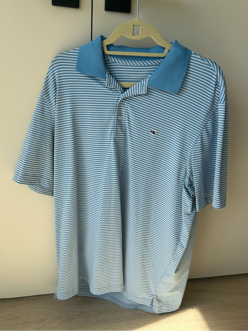 Vineyard Vines Light Blue and White Striped Polo